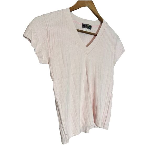 Eye Candy Y2K Pink‎ Cropped Sweater Preppy Fitted Knit 90s Clueless Small - Picture 1 of 7